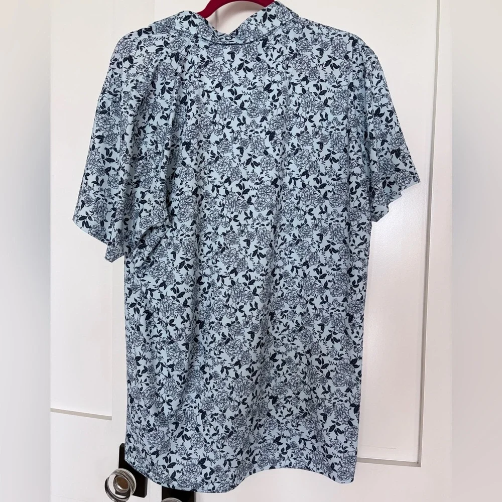 G/FORE Light Blue Floral Print Short Sleeve Polo - Picture 4 of 4